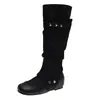 Botas altas de hebilla de cinturón desmontable de dos usos, botas de caballero western, botas largas plisadas adelgazantes, botas de mujer de nicho