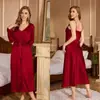 Novo Pijama Feminino Transfronteiriço, Robe Longo Solto, Camisola, Roupão de Banho, Roupa de Casa, Conjunto de Dormir, Estilo Casual e Preguiçoso