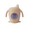 Vaso de Agua de Silicona para Niños con Escala, Vaso con Boquilla de Pato Pingüino, Vaso para Aprender a Beber Leche con Aprendizaje Visible para Bebés, Vaso con Asa y Pajita para Bebés