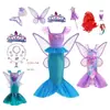 Vestido Nuevo de Princesa Sirena para Halloween para Niñas Grandes, Vestido con Alas de Cumpleaños, Vestido de Baile de Presentación