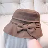 Chapéu de Pescador Elegante com Laço Moda Feminino Primavera e Verão Estilo Coreano Viagem de Férias Proteção Solar Chapéu de Sol Casual Versátil Chapéu Balde