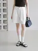 Shorts blancos casuales de pierna ancha para mujer, corte recto, versátiles, adelgazantes, adecuados para usar en verano