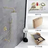 Juego de Cabezal de Ducha Oculto Empotrado en Pared Personalizado Hotel B&B Cabezal de Ducha de Lluvia Grifo Redondo Dorado
