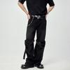 Jeans Preto Lavado Personalidade Masculina All-match Straight Tube Design Sense Calças Casuais de Marca Masculinas Soltas E Modernas Spot Masculinas