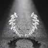 Fornecimento Direto da Fábrica Brincos de Tarraxa Folha de Zircônia Olho de Cavalo Formato de Asa Personalizado Ear Cuff Design de Lote Pequeno Brinco Versátil