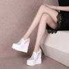 Zapatos Deportivos Casuales Negros para Mujer de Cuero Genuino de Primavera, con Cuña y Tacones Altos, que Aumentan la Altura 14cm