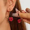 Brincos Europeus e Americanos Transfronteiriços Estilosos Simples com Recorte de Flor para Mulheres Estilo Escuro Doce e Fresco Nicho Flor de Cinco Pétalas Brincos de Halloween