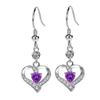 Kalamei Pendientes de Corazón de Melocotón con Larga Duración Pendientes de Botón Diamante de Colores Circonita Blanca Morada Rosa Pendientes de Corazón con Borla