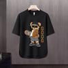 Camiseta de manga corta para hombre, marca de moda de verano, suelta, de cinco puntos, manga, 2024, nueva camiseta con estampado simple de Internet Ins.