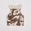 Retro Americano Estampado Característico Chaleco Básico de Tirantes con Hilo Sexy Sexy Sin Espalda Sin Mangas Chaleco Ajustado Ropa de Mujer