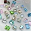 Venta al por mayor de accesorios para taladro de uñas de cristal de hielo grande, joyería rectangular, taladro de ángulo recto con fondo puntiagudo, color transparente, cristal mágico