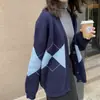 2026 Estilo Coreano Nuevo Otoño Invierno Cardigan de Punto a Cuadros Abrigo para Mujer Ropa Exterior Holgada Estilo Perezoso Japonés Cardigan de Punto