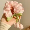 Elástico de Cetim Versátil Estilo Coreano para Mulheres, Elástico Oversized Estilo Preguiçoso Estilo Floresta Acessório de Cabelo