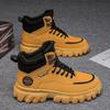 Zapatos de Hombre de Caña Alta Verano Cuero Genuino Impermeables Suela Gruesa Aumento Interno Estilo Británico Botas de Ruibarbo Botas Cortas de Senderismo para Hombre