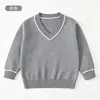 Suéter Infantil Estilo Coreano Primavera e Outono Novo Quente Confortável Malha Infantil Moda Cor Sólida Macio Grudando Suéter Top para Meninos e Meninas