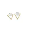 Estilo Coreano Popular Estilo Pequeño Fragante Elegante Elegante Fresco y Sencillo Estilo Coreano Pendientes Triangulares de Perla Pendientes de Dama para Mujer