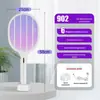 Raquete Elétrica Mata-Mosquitos Dois em Um, Atrativo Automático para Mosquitos, Recarregável, Potente, para Uso Doméstico, Específico para Exportação, para Matar Mosquitos e Moscas
