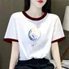 Camiseta de Manga Corta de Moda para Mujer, Estilo Veraniego Nuevo, Holgada Casual, Rejuvenecedora, Adelgazante, Descuento de Comercio Exterior Transfronterizo