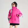 Jaqueta Outdoor para Mulheres, Jaqueta Funcional Três em Um Removível, Jaqueta com Capuz à Prova de Vento e Impermeável Masculina, Jaqueta de Montanhismo