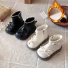 Zapatos de Princesa de Encaje para Niñas 2026 Otoño/Invierno Nuevos Botas Martin Cómodas de Suela Blanda para Niños Botas Cortas de Cuero con Felpa para Niños Medianos y Grandes