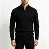 Suéter Masculino Gola Alta Meio Zíper Amazon Outono/Inverno 2026 Transfronteiriço, Cor Sólida, Tamanho Grande, Base de Tricô Jacquard