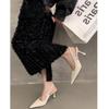 2025 Novo Estilo Sapatos de Salto Alto com Saias para Roupas Externas Estilo Noturno Sapatos Femininos com Strass Sapatos Mary Jane Sapatos de Salto Único Sandálias de Bico Aberto