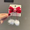 Tocado con horquilla de lazo rojo, venta al por mayor, horquilla de cinta de estilo chino para niñas, accesorios para el cabello de Año Nuevo para niños, venta al por mayor