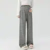Foto real de los nuevos pantalones de maternidad 2026 para otoño, pantalones casuales a rayas, pierna recta, pantalones anchos relajados