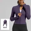 Jaqueta Top de Yoga Fitness Esportivo Manga Longa Feminina Slim-Fit para Primavera e Outono, Compressão Leve, Sensação de Pele Nu, Roupa de Corrida