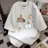 Camiseta de manga corta con estampado de dibujos animados lindos de seda de leche para parejas, top versátil holgado de verano para Instagram, estilo unisex