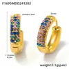 Pendientes Omega de acero inoxidable con hebilla de círculo de circón turquesa azul, incrustados a mano, estilo ins, pendientes de alta calidad para mujer