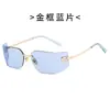 Gafas de Sol Metálicas Sin Montura Estilo Europeo y Americano Mismo Estilo que Zhang Yuanying Tendencia Antivibración Sentido de Alta Gama 20524