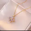 Collar para Mujer, Estilo Influencer Transfronterizo Flor de Girasol Circonita Giratorio Conjunto de Tres Piezas Decoración Collar de Acero de Titanio