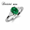 Anillo Tesoro Color Plata de Ley S925 Desini Femenino Nicho Esmeralda Nutritiva Gema Incrustación Micro Circonita Anillo Geométrico