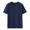 Camiseta de manga corta de algodón peinado de 180 g, unisex, estilo ligero de verano, color liso, cuello redondo, adecuada como capa interior o camiseta blanca casual