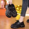 Mocasines de Suela Gruesa para Viajes Diarios para Mujer 2026 Otoño Nuevo Estilo Versátil Punta Redonda con Cordones Plataforma Suela que Aumenta la Altura Suela Suave Zapatos Individuales