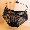 Calcinhas femininas atacado renda borda sexy oco cintura baixa preto menina borboleta fita respirável roupa íntima