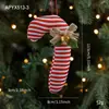 Adornos de Caramelo de Bastón de Tela de Dibujos Animados Transfronterizos, Decoraciones Rojas para Árbol de Navidad, Colgantes de Campana y Lazo