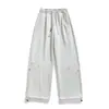 Calça de moletom casual longa para homens, estilo americano com cordão, tachas de alta costura, perna curva, solta e fluida, para o outono