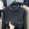 Nueva tela Dejong de gofre con cierre de cuatro botones a presión, nueva sudadera para hombre, otoño 2026, cuello camisero, camiseta básica casual para hombre