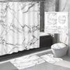 Cortina de ducha de poliéster impermeable, resistente al moho y a la humedad, serie Marble Geometry, impresión digital HD, juego de cuatro piezas, directo de fábrica.