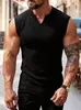 Regata de malha com listras verticais para fitness e esportes, slim fit, masculina, gola V, ombro largo, estilo americano, para comércio exterior europeu e americano, verão
