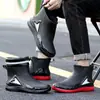 Botas de chuva grossas para agricultores, botas de chuva de pesca masculinas forradas com fleece, sapatos impermeáveis curtos para chefs, antiderrapantes, de corte baixo, duráveis, leves para cozinha