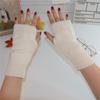 Luvas de Tricô Meio Dedo Lisas de Cor Sólida Estilo Coreano Yifan para Casais, Quentes de Inverno, Sem Dedos, para Mulheres