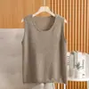 Camisola de Tricô 100% Lã Pura Outono e Inverno Feminina Engrossada Gola Redonda Simples Slim Sem Mangas Camisa Base