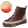 Oferta por Tiempo Limitado 99Botas de Cuero Genuino Vintage para Mujer, Zapatos de Invierno para Mujer con Suela Suave, Botas Martin de Velcro, Botas para Mujer Desgastadas