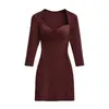 Atacado de Roupas Femininas Transfronteiriças Verão Novo Estilo Europeu e Americano Moda Cor Sólida Decote Coração Manga Três Quartos Emagrecedor Bodycon Vestido