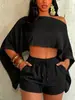 Conjunto feminino transfronteiriço europeu e americano 715, top sexy estilo férias na praia ombro a ombro com shorts de bolso