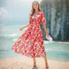 Vestido Longo Floral de Verão 2024 Moda Feminina Europeia e Americana Cross-Border Tiktok Comércio Exterior Temu Vestido Boêmio