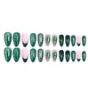 Arte de Uñas Transfronterizo con Adornos Brillantes Verdes Tridimensionales, Uñas Postizas Hechas a Mano para Comercio Exterior